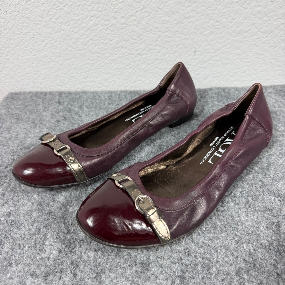 AGL Attilio Giusti Leombruni Cap Toe Ballet Flats Womens 42 11.5 Plum Leather